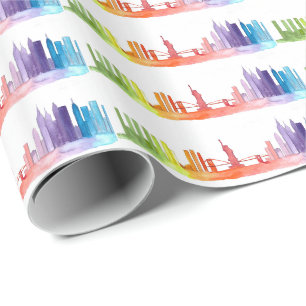 NEW YORK CITY Skyline-Muster Aquarell Geschenkpapier