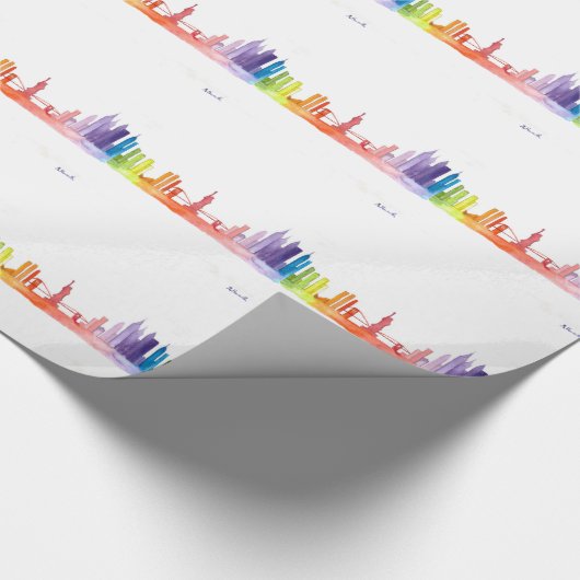 NEW YORK CITY Skyline-Muster Aquarell Geschenkpapier (Ecke)