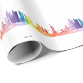 NEW YORK CITY Skyline-Muster Aquarell Geschenkpapier (Rolleneckpunkt)