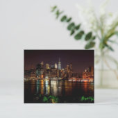 NEW YORK CITY SKYLINE NACHT POSTCARD POSTKARTE (Stehend Vorderseite)