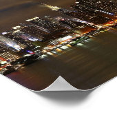 New York City Skyline Night Panoramic Foto Poster (Ecke)