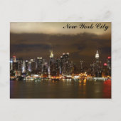 New York City Skyline Night Panoramic Foto Postkarte (Vorderseite)