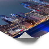 New York City Skyline Night Storm Foto Poster (Ecke)