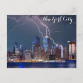 New York City Skyline Night Storm Foto Postkarte (Vorderseite)