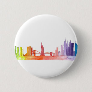 NEW YORK CITY Skyline NYC Modernste Farben Button