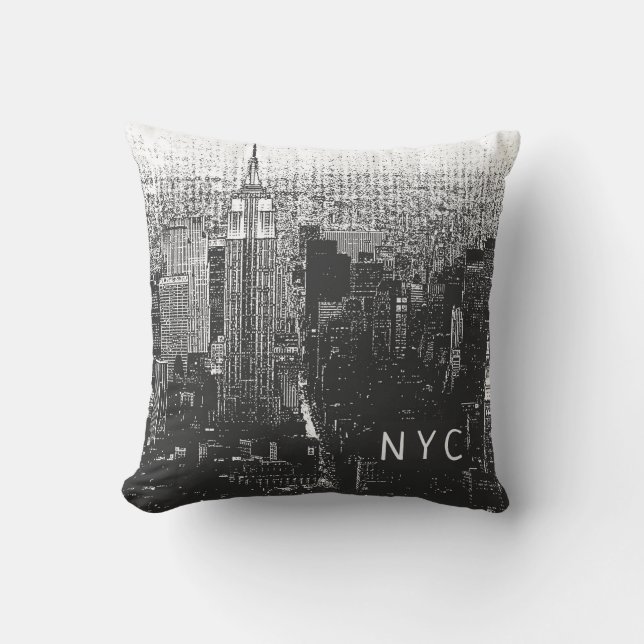 New York City Skyline | NYC | Schwarz/Weiß Kissen (Vorderseite)