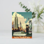 New York City Skyline Postcard Postkarte (Stehend Vorderseite)