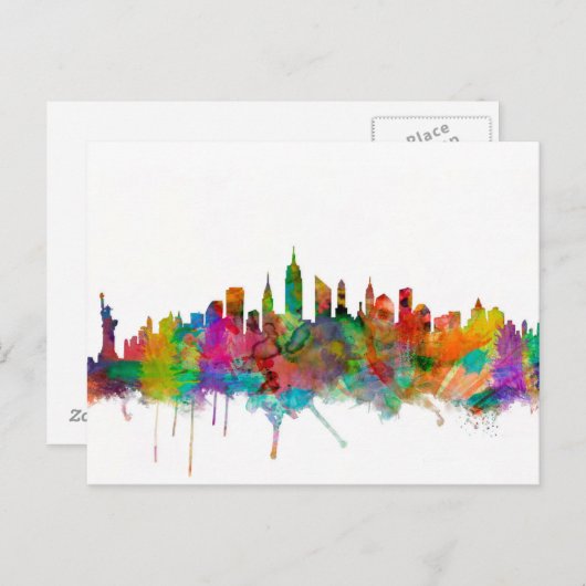 New York City Skyline Postkarte (Vorne/Hinten)