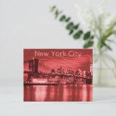 New York City Skyline Red Postkarte (Stehend Vorderseite)