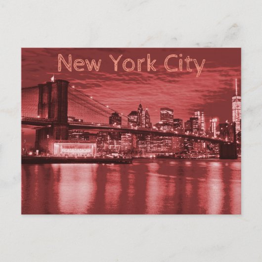 New York City Skyline Red Postkarte (Vorderseite)