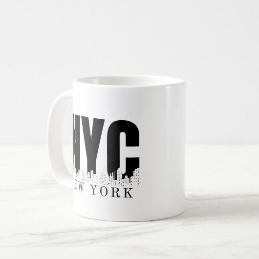 New York City Skyline Retro Style Urban Kaffeetasse (Vorderseite Links)