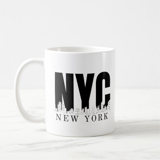 New York City Skyline Retro Style Urban Kaffeetasse (Links)