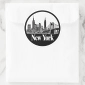 New York City Skyline Runder Aufkleber (Tasche)
