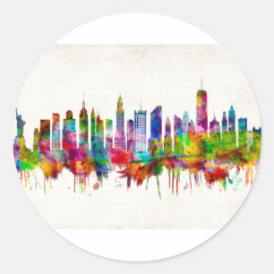 New York City Skyline Runder Aufkleber