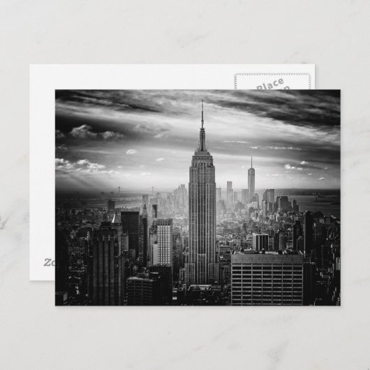 New York City Skyline schwarz-weiß Postkarte (Vorne/Hinten)