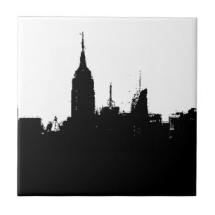 New York City Skyline Silhouette Square Tile Fliese