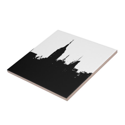 New York City Skyline Silhouette Square Tile Fliese (Seite)