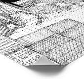 New York City Skyline Sketch Schwarz-weiß Mate Poster (Ecke)