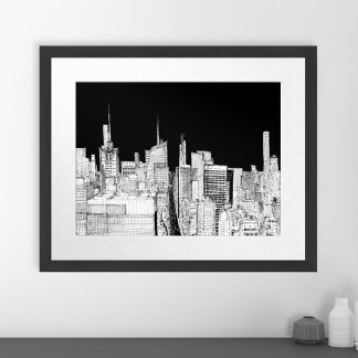 New York City Skyline Sketch Travel Art Print Poster