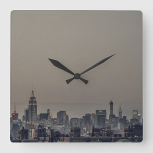 New York City Skyline Square Wall Clock Quadratische Wanduhr