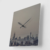 New York City Skyline Square Wall Clock Quadratische Wanduhr (Winkel)