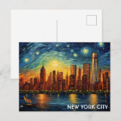 New York City Skyline Starry Night Travel Postkarte (Vorne/Hinten)