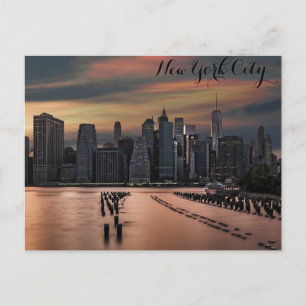 New York City Skyline Sunset Foto Postkarte