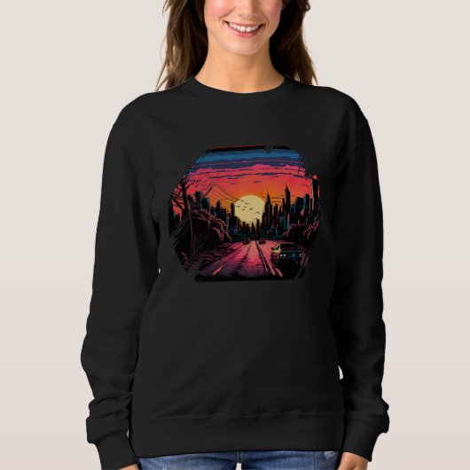 New York City Skyline Sunset Heat Sweatshirt (Vorderseite)
