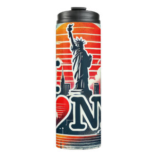 New York City Skyline Sunset T - Shirt Thermosbecher