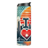 New York City Skyline Sunset T - Shirt Thermosbecher (Nach links gedreht)