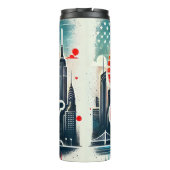 New York City Skyline Sunset T - Shirt Thermosbecher (Rückseite)