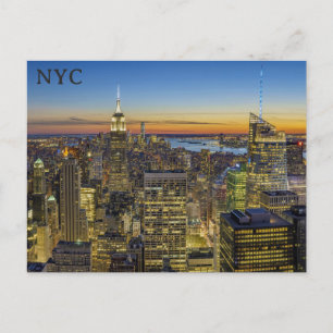 New York City Skyline Sunset Travel Foto Postkarte