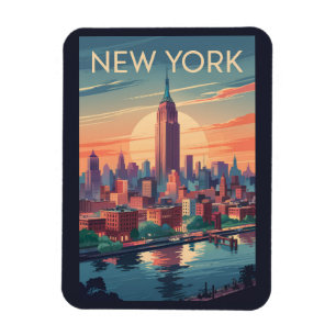 New York City Skyline Travel Art Vintag Magnet