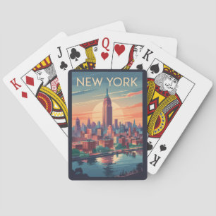 New York City Skyline Travel Art Vintag Spielkarten