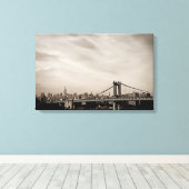 New York City Skyline und Manhattan Bridge Leinwanddruck (Insitu (Holzboden))
