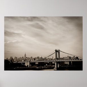 New York City Skyline und Manhattan Bridge Poster