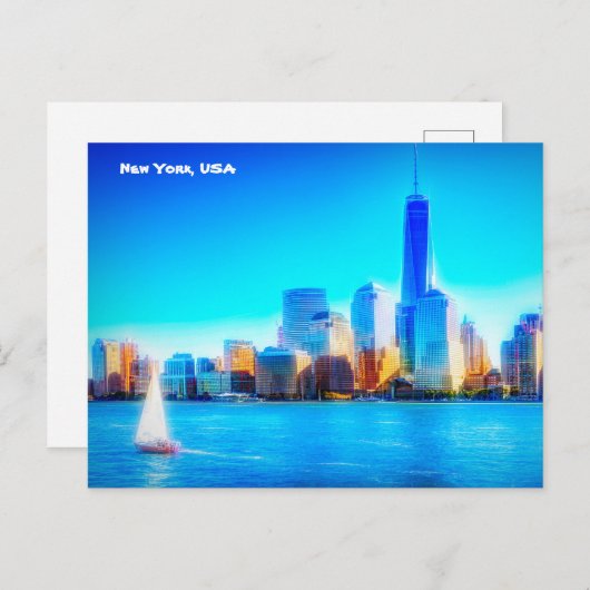 New York City Skyline, USA Postkarte (Vorne/Hinten)