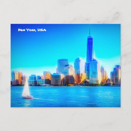 New York City Skyline, USA Postkarte (Vorderseite)