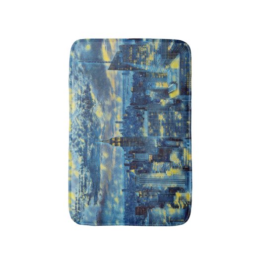 New York City Skyline Van Gogh Starry Night Art Badematte (Vorderseite Vertikal)