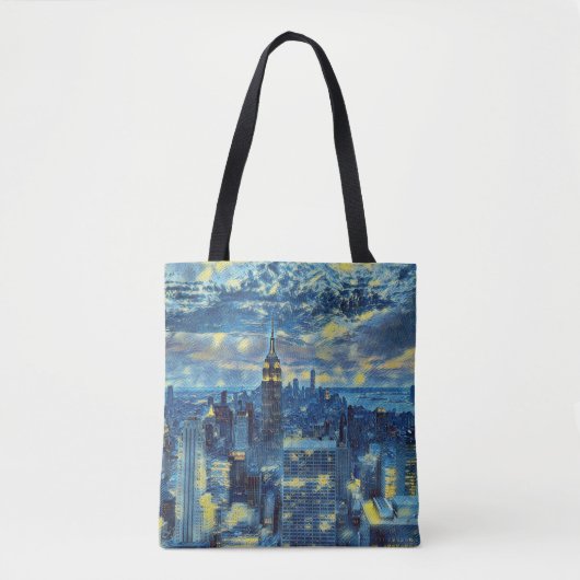 New York City Skyline Van Gogh Starry Night Art Tasche (Vorderseite)