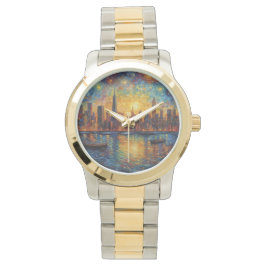 New York City Skyline van Gogh Stil Armbanduhr