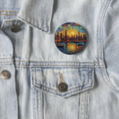 New York City Skyline van Gogh Stil Button (Beispiel)