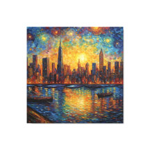 New York City Skyline van Gogh Stil