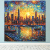 New York City Skyline van Gogh Stil Leinwanddruck (Insitu (Holzboden))