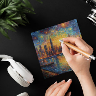 New York City Skyline van Gogh Stil Mitteilungskarte