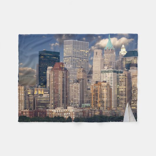 New York City Skyline von Hudson River Fleecedecke (Vorderseite (Horizontal))
