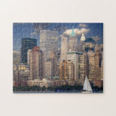 New York City Skyline von Hudson River Puzzle (Horizontal)