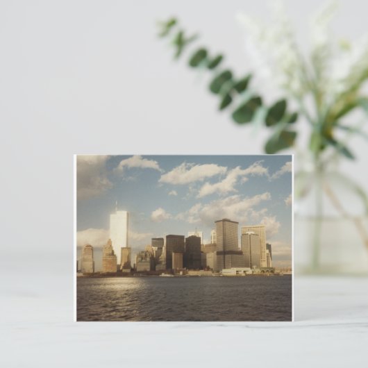 New York City Skyline vor 9/11 Twin Towers Postkarte (Stehend Vorderseite)