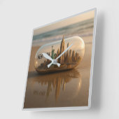 New York City Skyline Wall Clock Quadratische Wanduhr (Winkel)