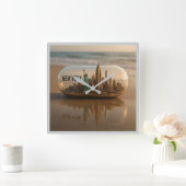 New York City Skyline Wall Clock Quadratische Wanduhr (Zuhause)